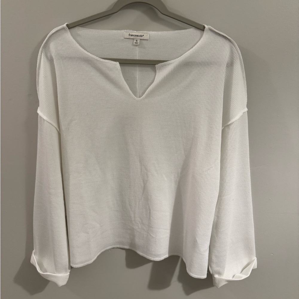 Francesca’s White Long Sleeve Top